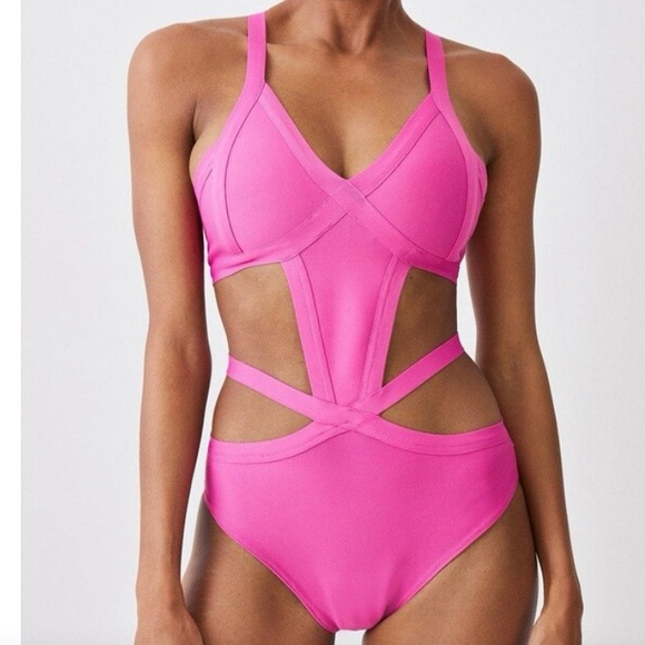 NWT. Pink Strappy Swimsuit - Picture 1 of 5